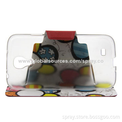 Printed PU Leather Flip Case for Samsung Galaxy S4, PC Holder Inside, with Stand Function